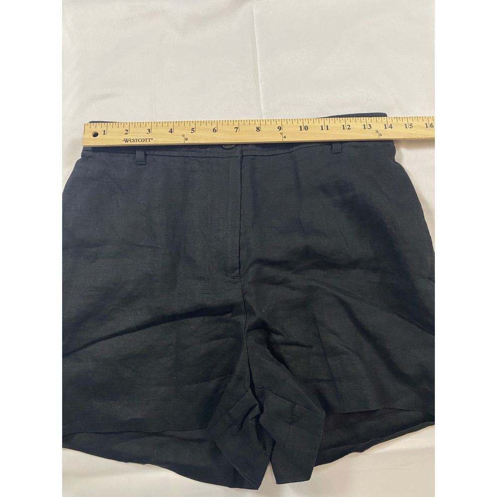 Quince Black 100% Linen High Waisted Shorts Womens Size 6 NWT Elastic Back - Picture 8 of 10